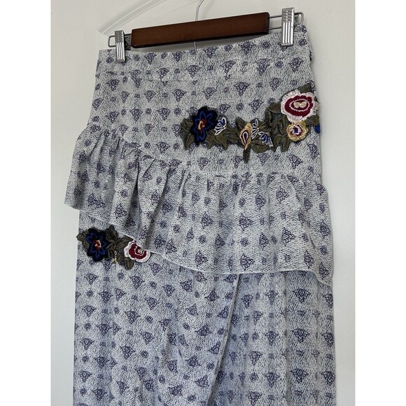 Jaase XL Boho Maxi Skirt Tiered Ruffle Wrap Floral Embroidered Festival Flowy - Picture 4 of 11